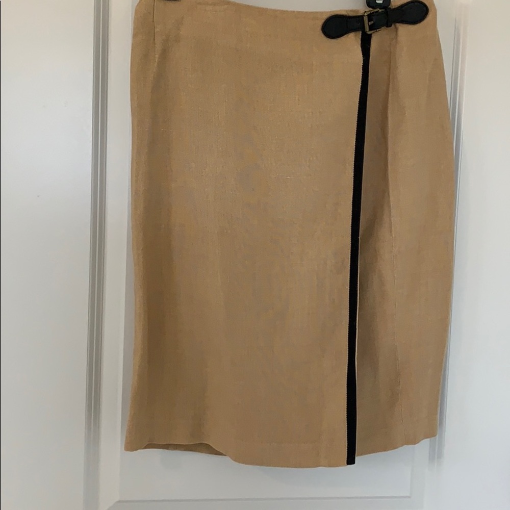 SALE!RALPH LAUREN LINEN SKIRT W/METAL LOGO BUCKLE